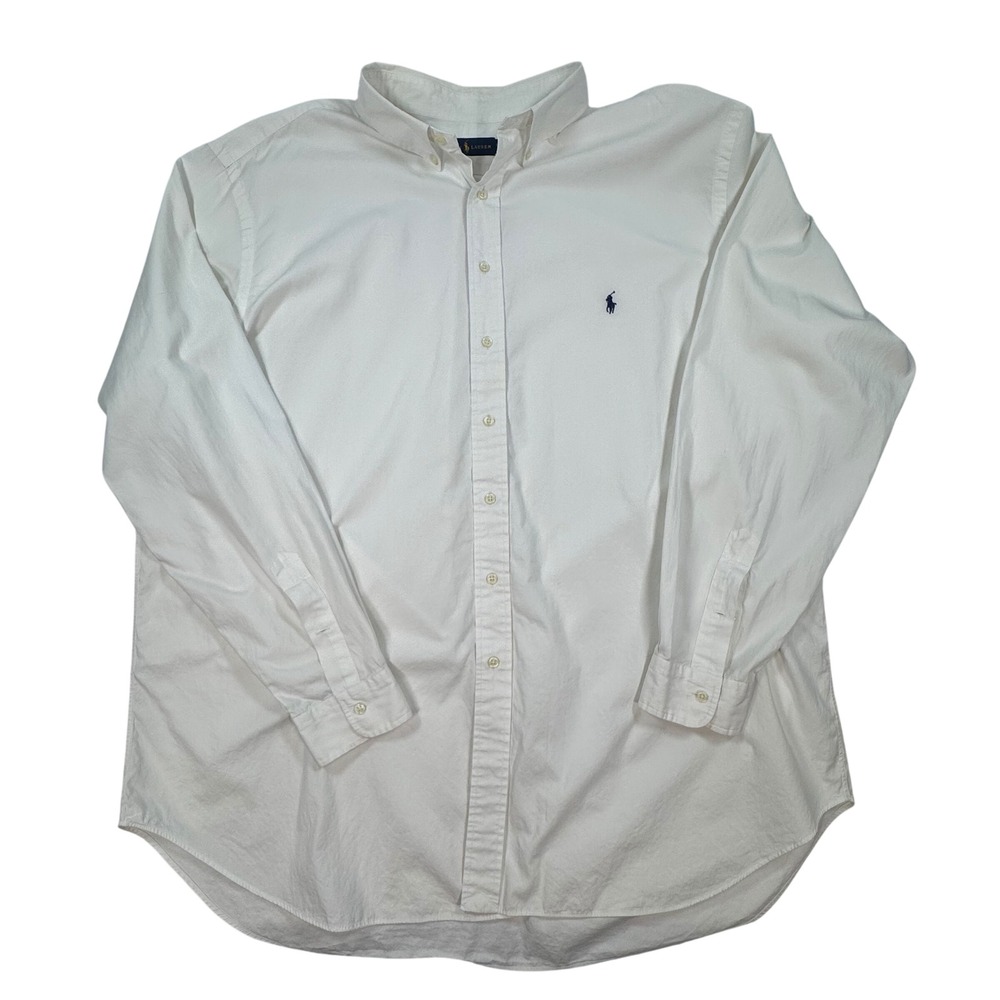 Ralph Lauren Mens 3XLT White Cotton Button Down Shirt Long Sleeve Tall Logo